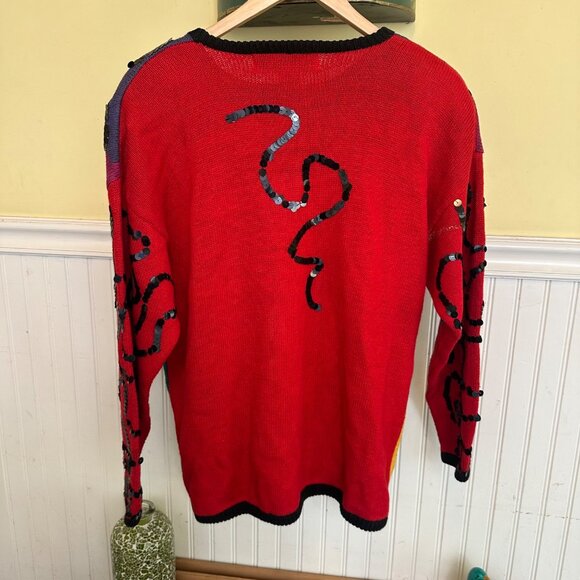 Kitty Hawk By Vivian Wang Colorful Sequin Sweater L - Picture 3 of 6